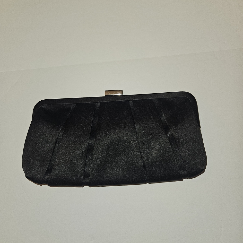 Nina Black Satin Clutch